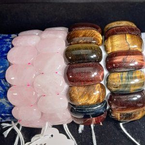 Red, Blue and Gold Tigers Eye Bracelets Men or Women